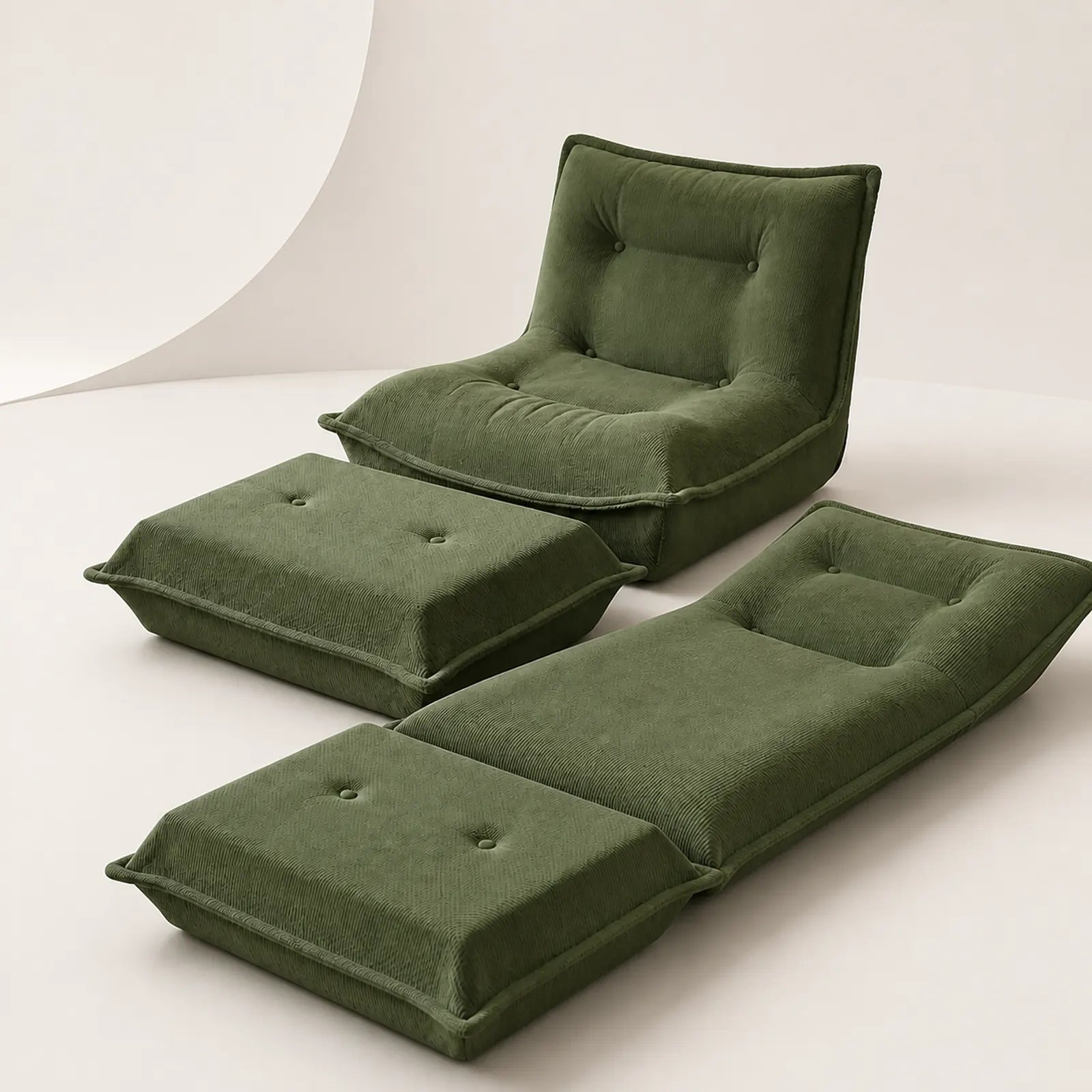 Chauffeuse Convertible 1 Place avec Pouf Repose-Pieds