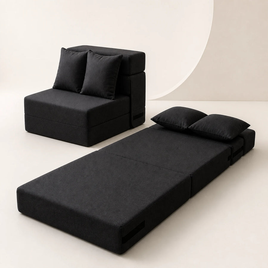 Chauffeuse Matelas Convertible 3-en-1 Gris Foncé