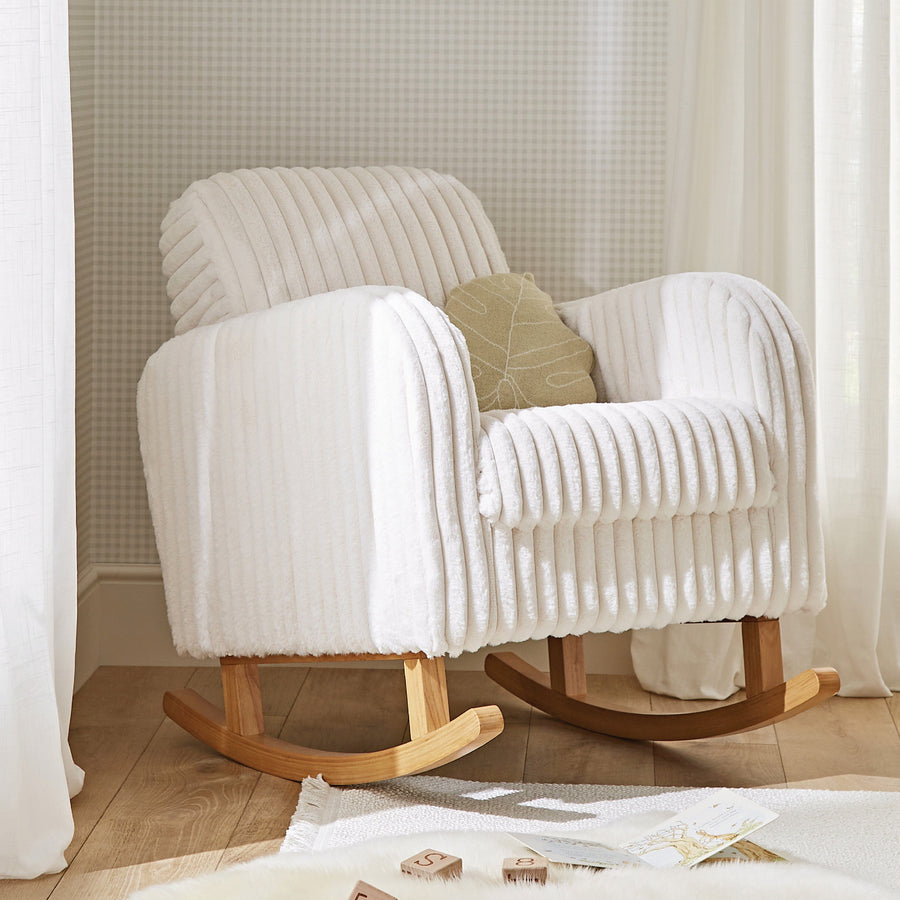 Fauteuil à Bascule Cocooning en Fausse Fourrure – Crème – Vue 1