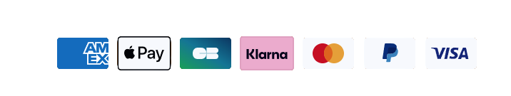 icônes des moyens de paiement acceptés : American Express, Apple Pay, CB, Klarna, Mastercard, PayPal, Visa