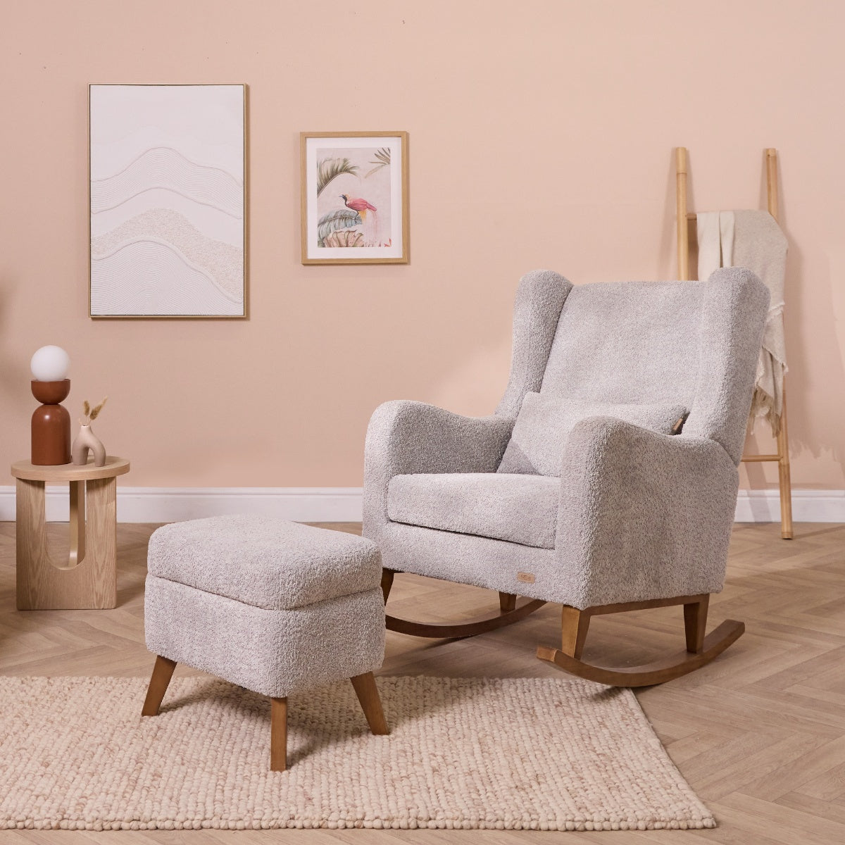Fauteuil à Bascule à Dossier Haut avec Repose-Pieds – Gris Nuage – Vue 1