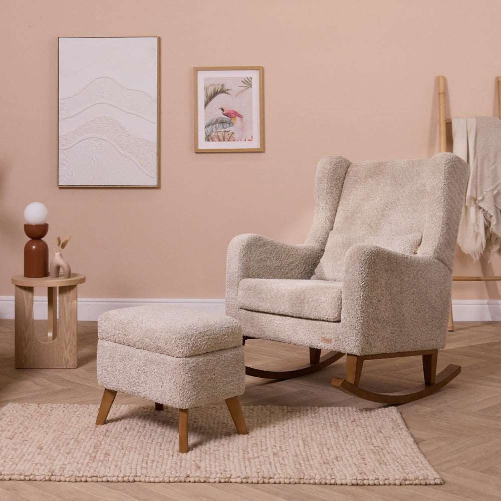 Fauteuil à Bascule Enveloppant avec Repose-Pieds – Taupe – Vue 1
