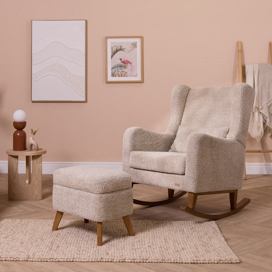 Fauteuil à Bascule Enveloppant avec Repose-Pieds – Taupe – Vue 1