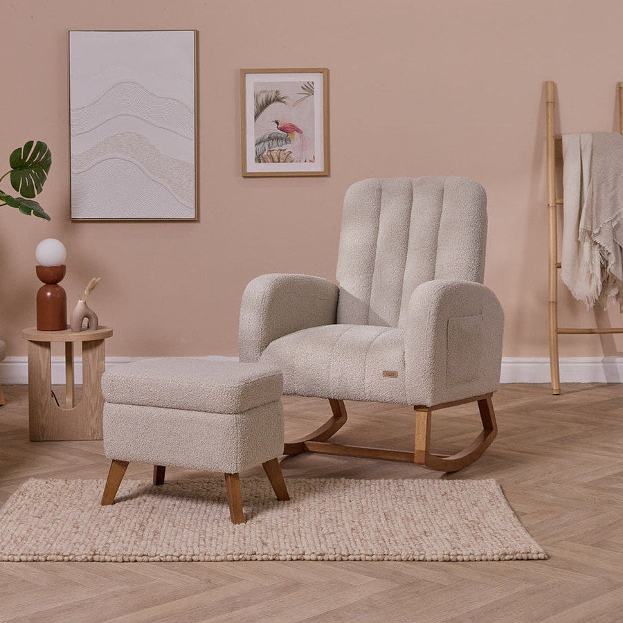 Fauteuil à Bascule avec Repose-Pieds Coffre – Taupe – Vue 1
