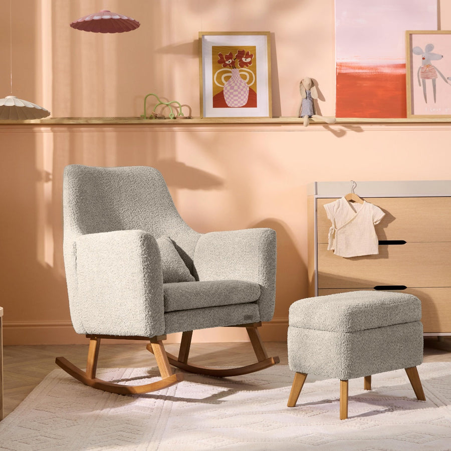 Fauteuil à Bascule Large avec Repose-Pieds Coffre – Taupe – Vue 1
