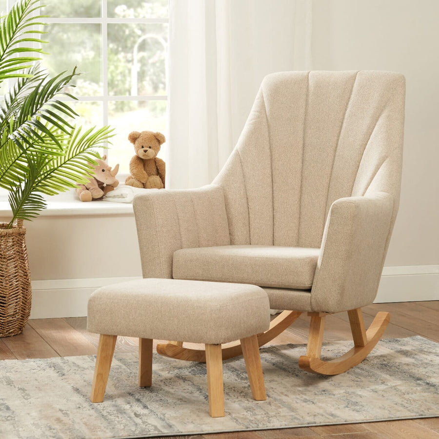 Fauteuil à Bascule avec Repose-Pieds pour Allaitement – Gris Pierre – Vue 1