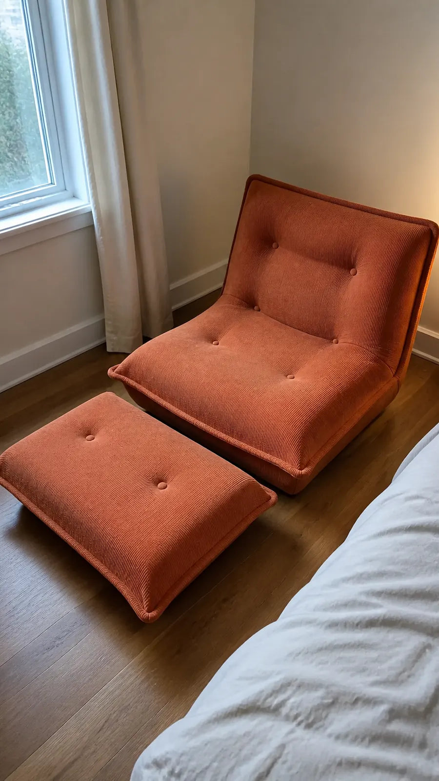 Photo de démonstration de Chauffeuse Convertible 1 Place avec Pouf Repose-Pieds en coloris Terracotta