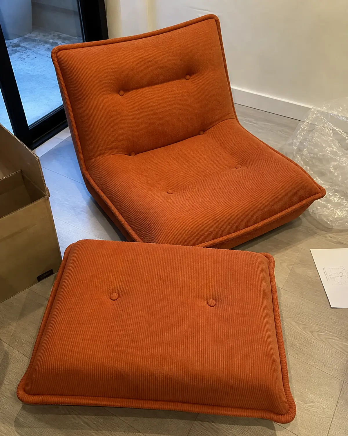 Photo de démonstration de Chauffeuse Convertible 1 Place avec Pouf Repose-Pieds en coloris Terracotta