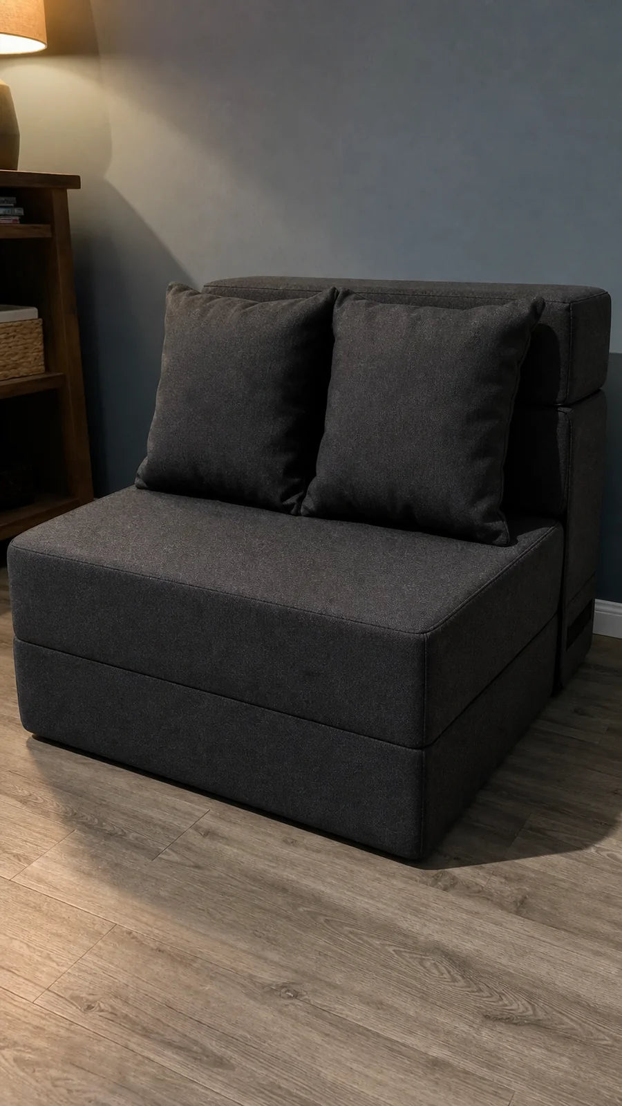 Photo de démonstration de Chauffeuse Matelas Convertible 3-en-1 Gris Foncé en coloris Gris foncé