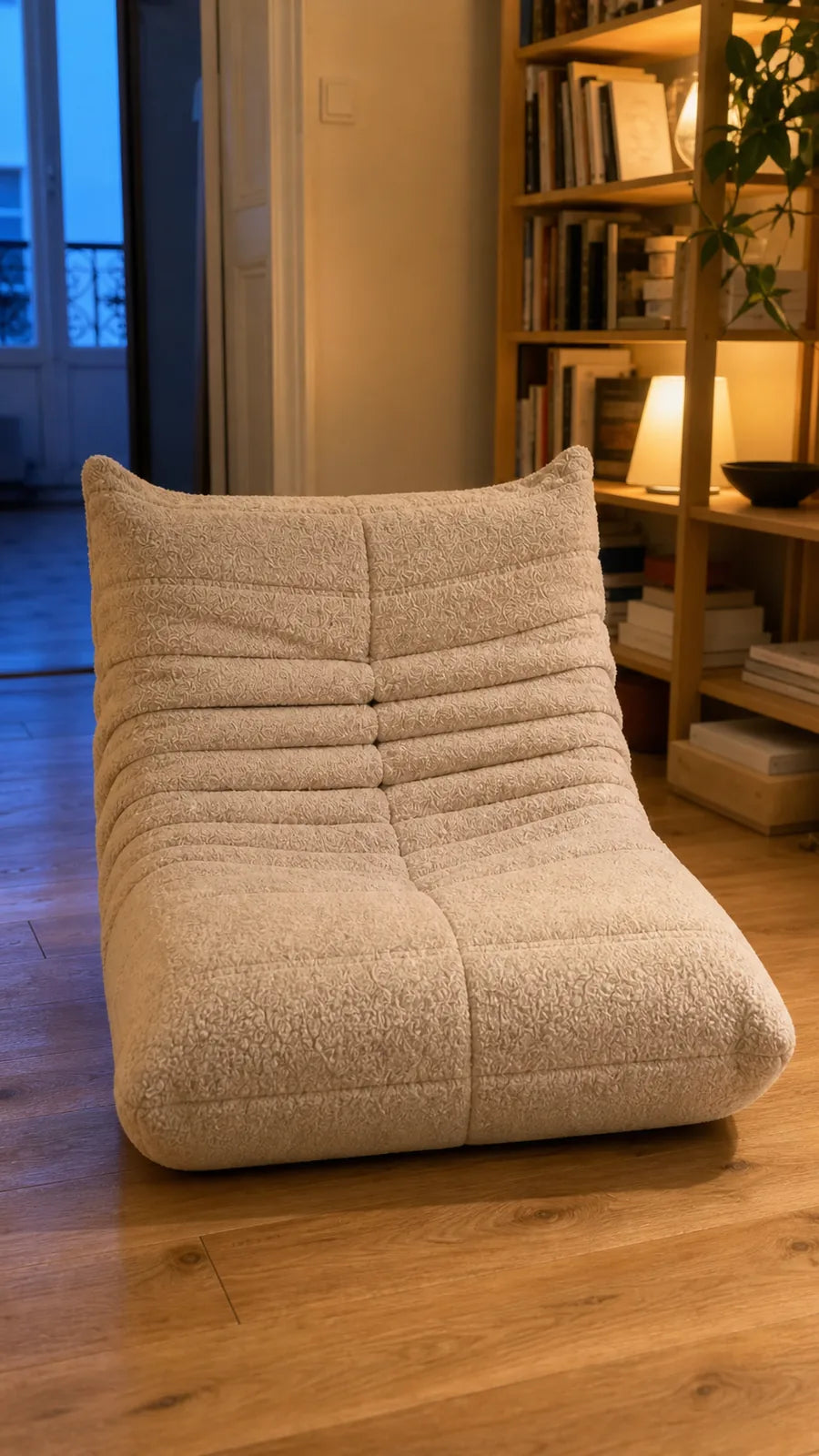Photo de démonstration de Fauteuil Chauffeuse 1 Place en Tissu Sherpa en coloris Beige