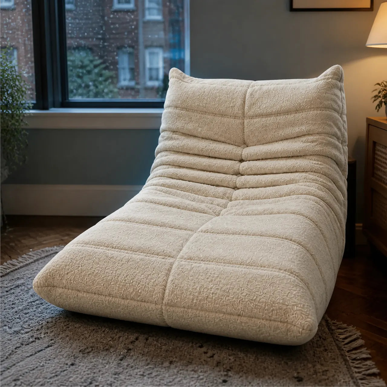 Photo de démonstration de Fauteuil Chauffeuse 1 Place en Tissu Sherpa en coloris Beige