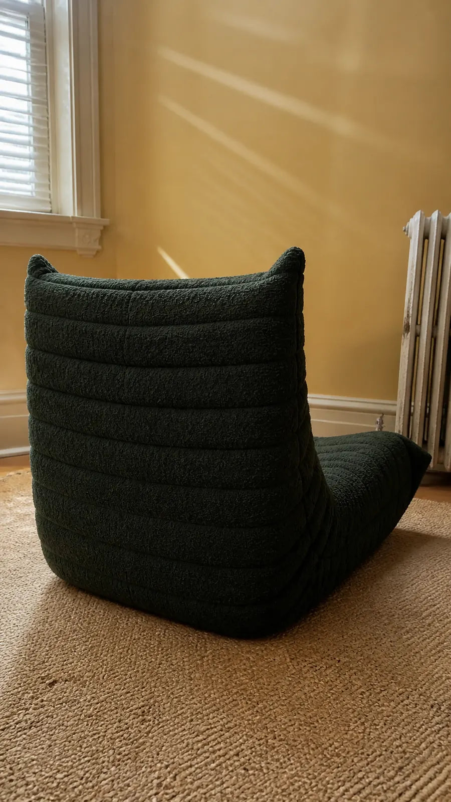 Photo de démonstration de Fauteuil Chauffeuse 1 Place en Tissu Sherpa en coloris Vert foncé