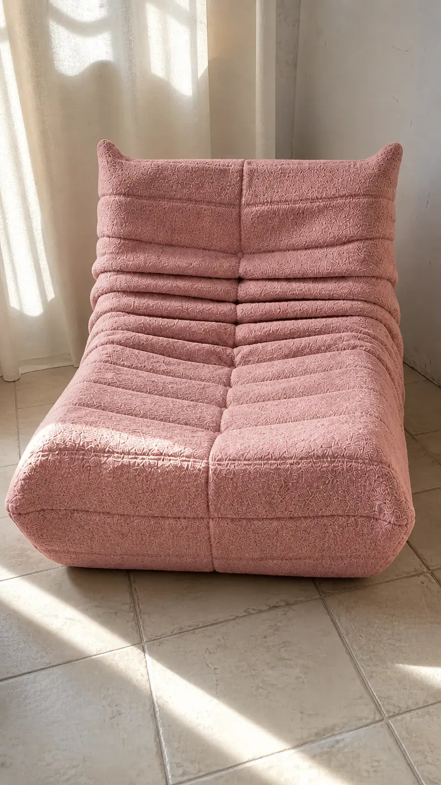 Photo de démonstration de Fauteuil Chauffeuse 1 Place en Tissu Sherpa en coloris Rose poudré