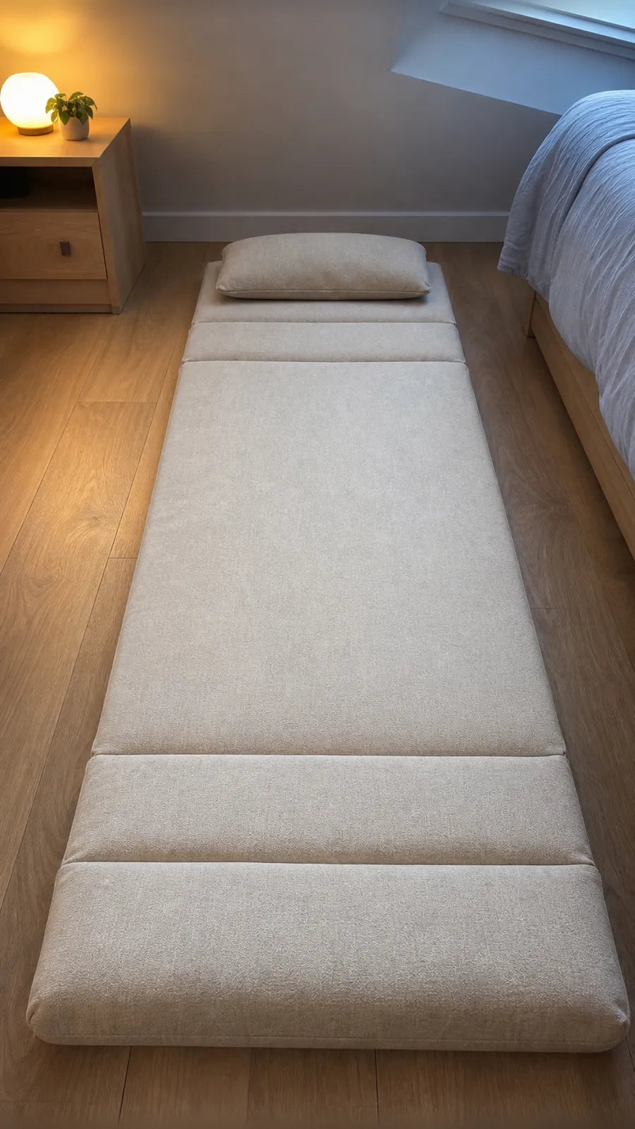 Photo de démonstration de Chauffeuse Lit Convertible 3-en-1 Beige en coloris Beige
