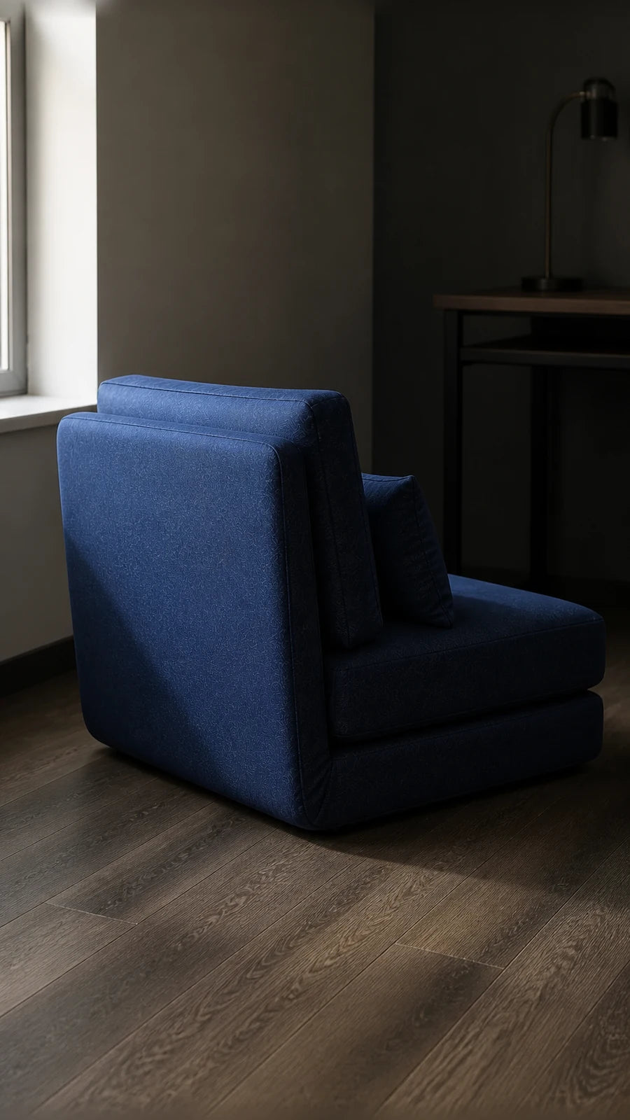 Photo de démonstration de Chauffeuse Modulable Convertible Bleue à Dossier Réglable en coloris Bleu