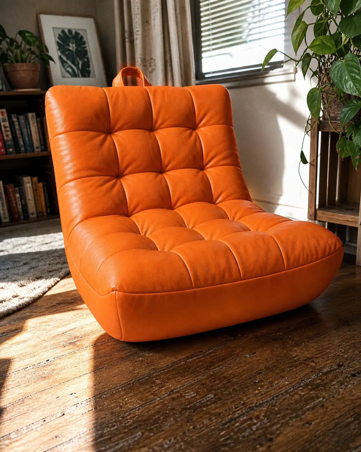 Photo de démonstration de Chauffeuse Fauteuil Capitonné avec Repose-Pieds en coloris Orange